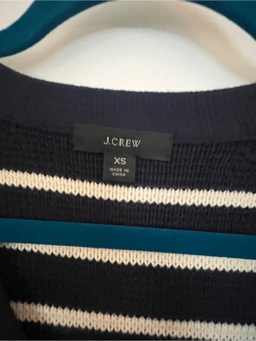 J. Crew Navy and White Striped V-Neck Button Cardigan